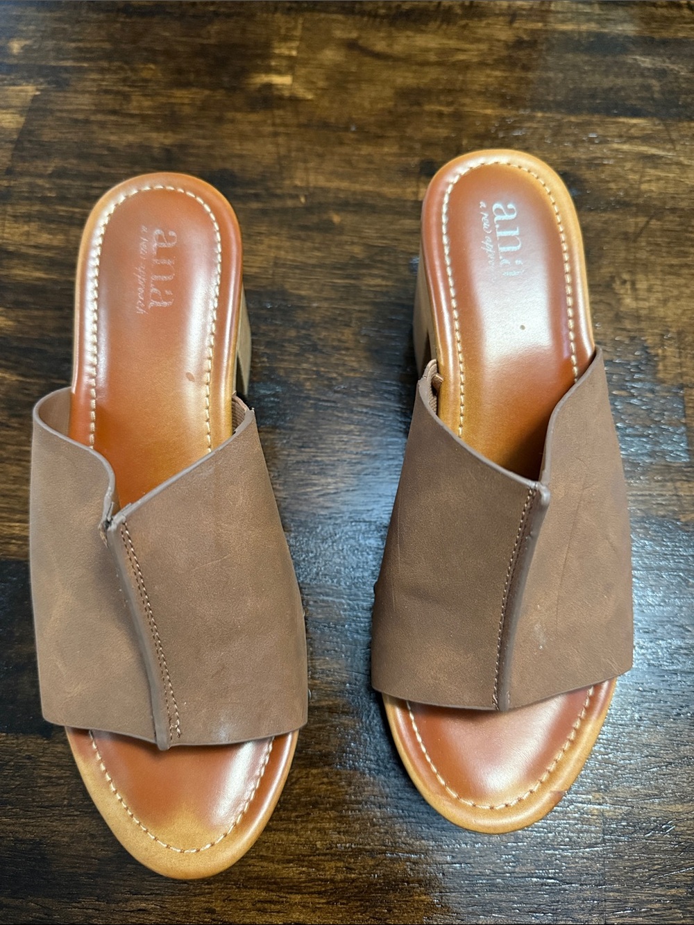 a.n.a Brown Suede-Look Slide Mule with Low Block Heel
